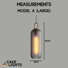 Load image into Gallery viewer, Smoky Glass Pendant Light large model A measurements
