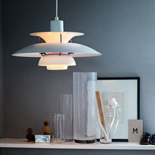 Load image into Gallery viewer, White Oriental Colour Pendant Light above table