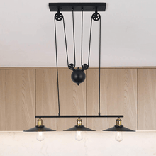 Load image into Gallery viewer, Black Pulley Ceiling Light hanging from ceiling