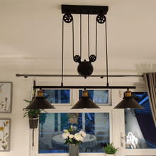 Load image into Gallery viewer, Black Pulley Ceiling Light in kitchen