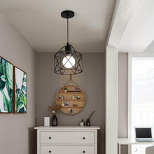 Load image into Gallery viewer, Black Nordic Minimalist Hanging Lampshade hanging from ceiling in bedroom