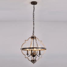 Load image into Gallery viewer, Industrial Metal Farmhouse Chandelier hanging from ceiling