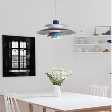 Load image into Gallery viewer, Blue Hue Oriental Colour Pendant Light above dining table