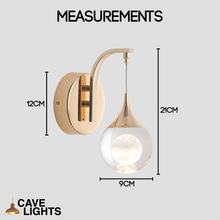 Load image into Gallery viewer, Floating Moon Wall Light measurements