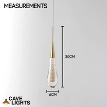 Load image into Gallery viewer, Glass Teardrop Pendant Light measurements