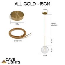 Load image into Gallery viewer, Gold Nordic Glass Pendant Light 15cm model measurements