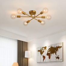 Load image into Gallery viewer, Modern Exposed Chandelier on ceiling in living room