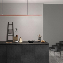Load image into Gallery viewer, Nordic Wood Strip LED Ceiling Light above kitchen island