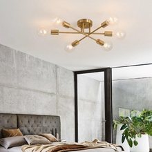 Load image into Gallery viewer, Modern Exposed Chandelier on ceiling in bedroom