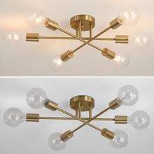 Load image into Gallery viewer, Modern Exposed Chandelier with both lights on and lights off