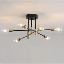 Load image into Gallery viewer, Black & Gold LED Chandelier on ceiling