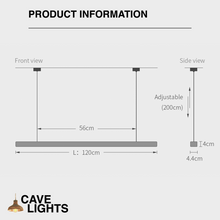 Load image into Gallery viewer, Nordic Wood Strip LED Ceiling Light measurements