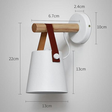 Load image into Gallery viewer, Nordic Wooden Hanging Wall Lamp measurements
