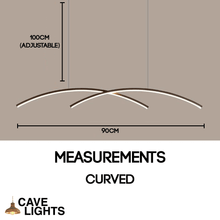 Load image into Gallery viewer, Oscillating Strip Chandelier curved model measurements
