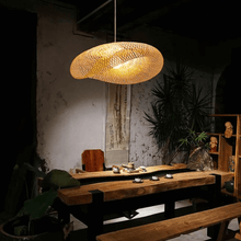 Load image into Gallery viewer, Asian Bamboo Pendant Light above table
