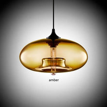 Load image into Gallery viewer, Coloured Glass Pendant Light in amber colour

