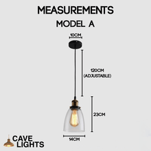 Load image into Gallery viewer, Antique Industrial Pendant Light model A measurements
