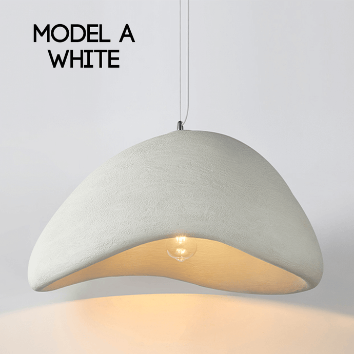 White Japanese Style Pebble Pendant Light model A