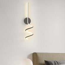 Load image into Gallery viewer, Black Nordic Spiral Wall Light on bedroom wall above bed

