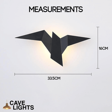 Load image into Gallery viewer, Metallic Bird Wall Light measurements
