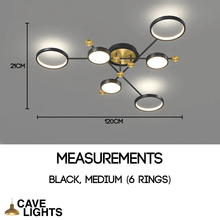 Load image into Gallery viewer, Black Modern Neutral Chandelier medium model measurements
