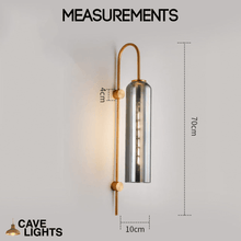 Load image into Gallery viewer, Gold &amp; Smoky Grey Nordic Stylish Wall Lamp measurements
