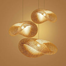 Load image into Gallery viewer, Three Asian Bamboo Pendant Lights
