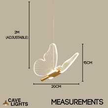Load image into Gallery viewer, LED Butterfly Pendant Light measurements
