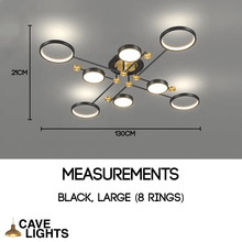 Load image into Gallery viewer, Black Modern Neutral Chandelier large model measurements
