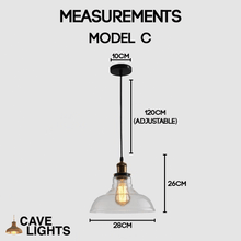 Load image into Gallery viewer, Antique Industrial Pendant Light model C measurements
