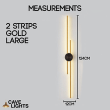 Load image into Gallery viewer, Gold Modern Luxury Strip Light 2 strip small model measurements
