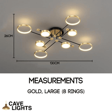 Load image into Gallery viewer, Gold Modern Neutral Chandelier large model measurements
