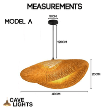 Load image into Gallery viewer, Asian Bamboo Pendant Light model A measurements
