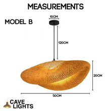 Load image into Gallery viewer, Asian Bamboo Pendant Light model B measurements

