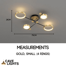 Load image into Gallery viewer, Gold Modern Neutral Chandelier small model measurements
