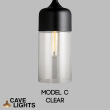 Load image into Gallery viewer, Black Modern Glass Pendant Lamp Model C Clear
