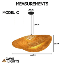 Load image into Gallery viewer, Asian Bamboo Pendant Light model C measurements
