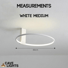 Load image into Gallery viewer, White Scandinavian LED Circular Ceiling Light medium model measurements
