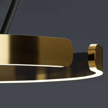 Load image into Gallery viewer, Close-up of Gold Creative Designer Ring Floor Lamp
