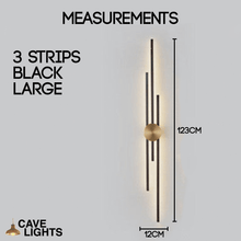 Load image into Gallery viewer, Black Modern Luxury Strip Light 3 strip large model measurements
