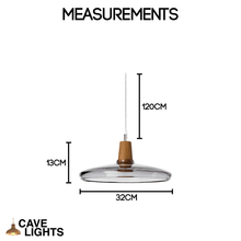 Load image into Gallery viewer, Scandinavian Wooden Glass Lampshade model C measurements
