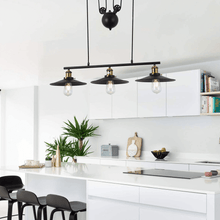 Load image into Gallery viewer, Black Pulley Ceiling Light above kitchen island
