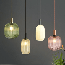 Load image into Gallery viewer, Nordic Coloured Glass Pendant Light in green, grey, whit, and cognac colours
