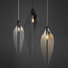 Load image into Gallery viewer, Black, Silver, and Gold Nordic Bird Wing Pendant Light
