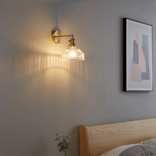 Load image into Gallery viewer, Asian Bedroom Wall Lamp on bedroom wall
