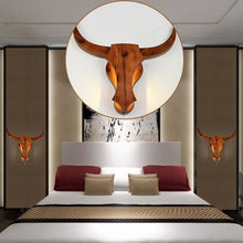 Load image into Gallery viewer, Retro Wooden Cow Lights on wall either side of bed
