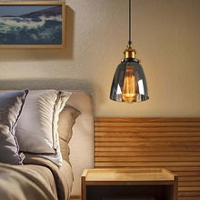 Load image into Gallery viewer, Antique Industrial Pendant Light above bedside table
