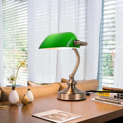 Mini Old-Fashioned Bank Desk Light on home office desk