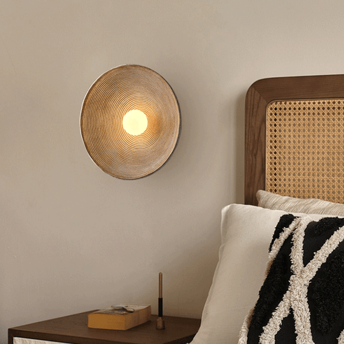 Japanese Style Wall Light above bedside table in bedroom