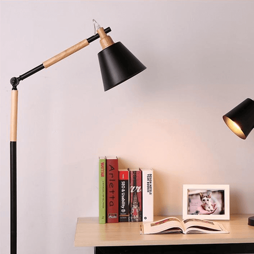 Black European Style Floor Lamp next to desk in bedroom